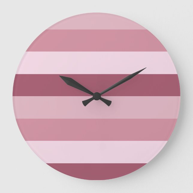 Rosa Farbtöne Streifen Design  Große Wanduhr (Vorderseite)