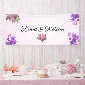 Rosa Farbverlauf-Blumen-Hochzeitsbanner Banner