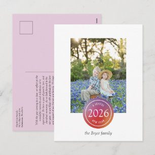 Rosa Farbverlauf-Punkt Freudiges Neujahrsfoto Feiertagspostkarte