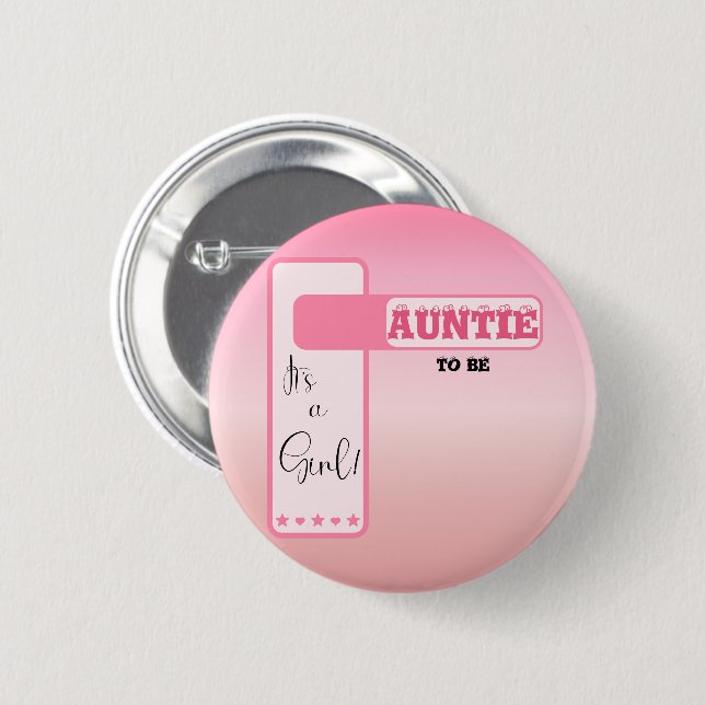 Rosa Farbverlauf Süße Augapfel-Text Tante-in-spe Button (Vorne & Hinten)