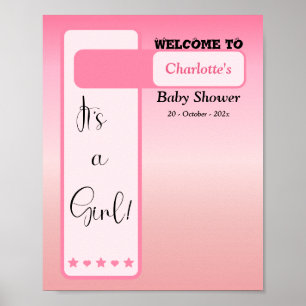 Rosa Farbverlauf Süße Augen Baby Shower Begrüßung Poster