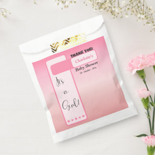 Rosa Farbverlauf Süße Augen Text Baby Shower Geschenktütchen
