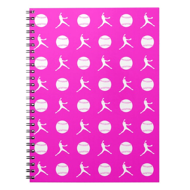 Rosa Fastpitch Muster-Notizbuch Notizblock (Vorderseite)
