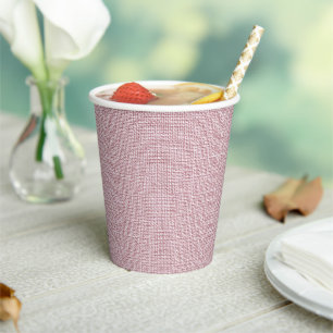 Rosa Faux-Linene Stoff elegant  Pappbecher