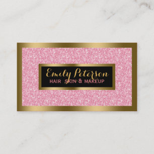 Rosa Fax Glitter Gold Akzente Make-up Visitenkarte