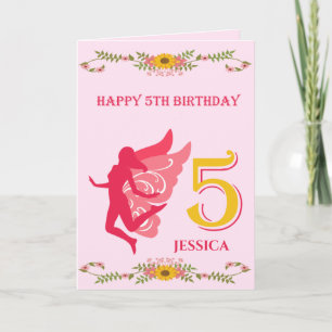 Rosa Fee 5. Geburtstag Karte