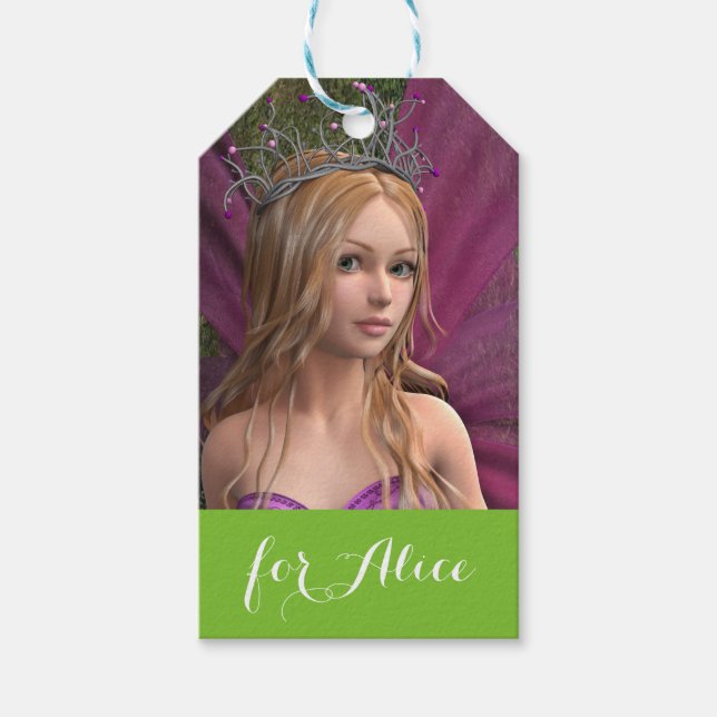 Rosa Fee Geschenkanhänger (Vorderseite)