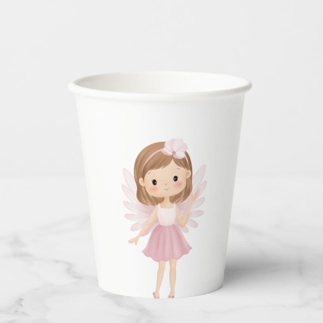 Rosa Fee Teil unserer FairyWonderland Collection Pappbecher (Vorderseite)