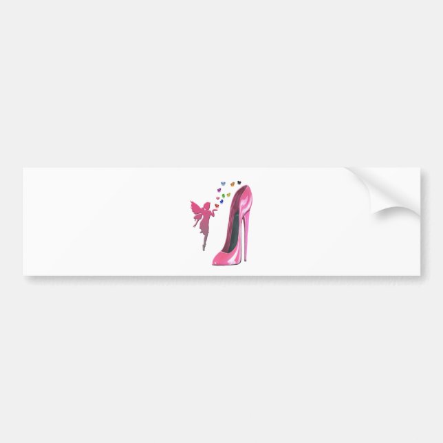 Rosa Fee-und Stilett-Schuh-Kunst Autoaufkleber (Vorne)