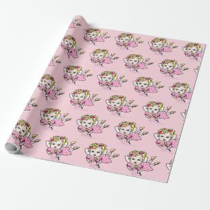Rosa Feen-Geschenkpapier zum Fliegen Geschenkpapier