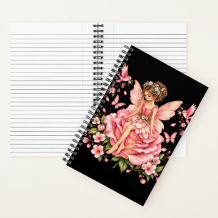 Rosa Feen-Rosen-Spiral-Notizbuch – Whimsical Fairy Notizbuch