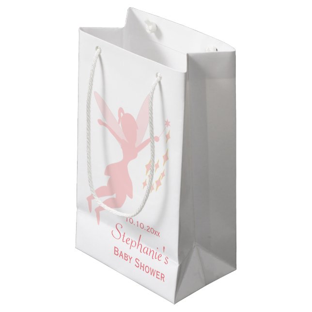 Rosa feenhafte Babyparty Kleine Geschenktüte (Vorderseite Schrägansicht)