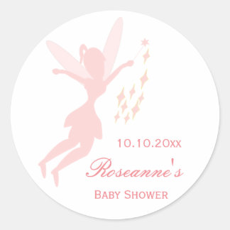 Rosa feenhafte Babyparty Runder Aufkleber