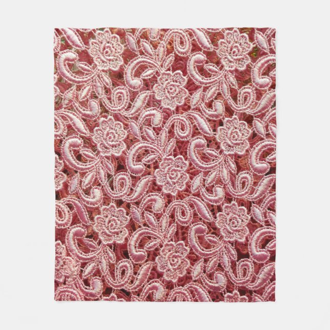 Rosa feine Spitzentextur mit nahtloser schöner Fed Fleecedecke (Vorderseite)