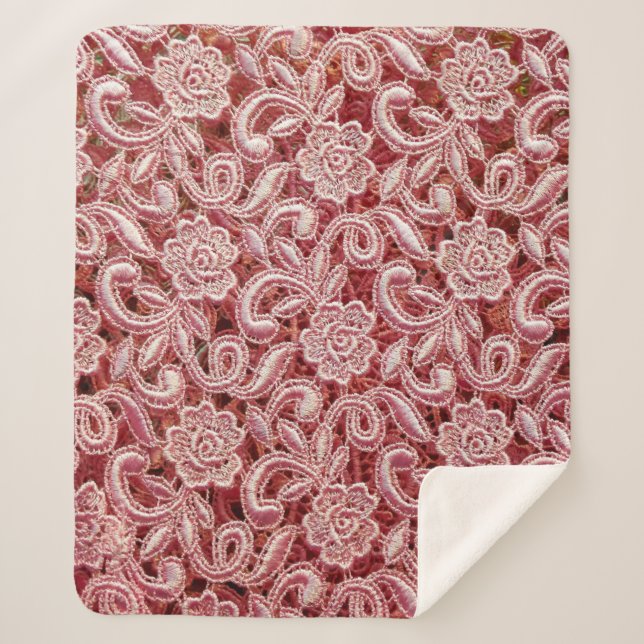 Rosa feine Spitzentextur mit nahtloser schöner Fed Sherpadecke (Vorderseite)