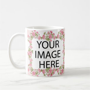 Rosa Feld-Schablone addieren Ihr Bild und/oder Tasse