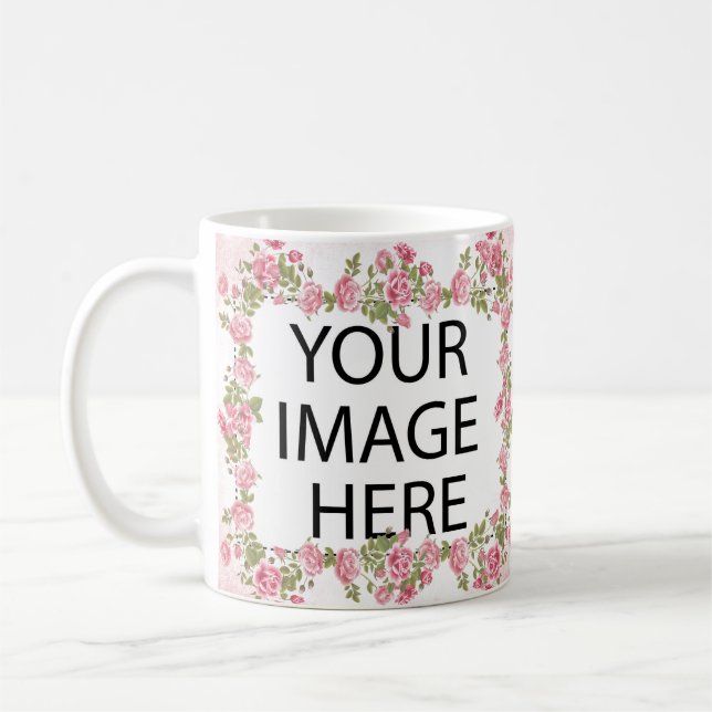 Rosa Feld-Schablone addieren Ihr Bild und/oder Tasse (Links)