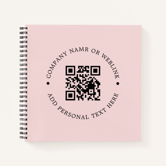 Rosa feminines QR-Code Promo-Design Notizbuch (Vorderseite)