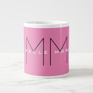 Rosa fett Monogramm Moderne Minimalistische Namens Jumbo-Tasse