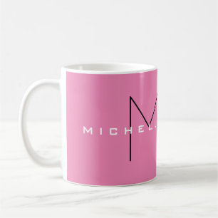 Rosa fett Monogramm Moderne Minimalistische Namens Kaffeetasse