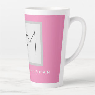 Rosa fett Monogramm Moderne Minimalistische Namens Milchtasse