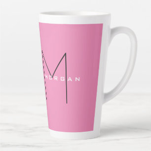 Rosa fett Monogramm Moderne Minimalistische Namens Milchtasse