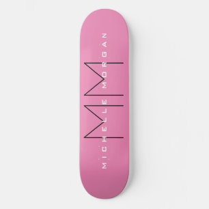 Rosa fett Monogramm Moderne Minimalistische Namens Skateboard