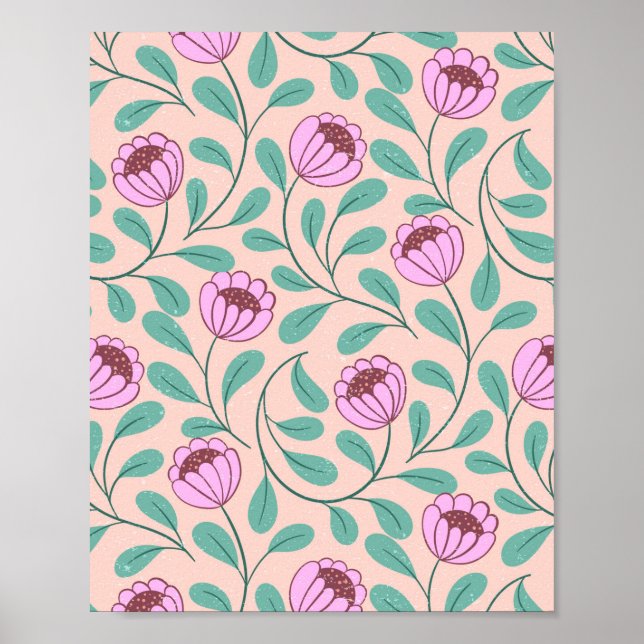 Rosa fette Blumen Poster (Vorne)