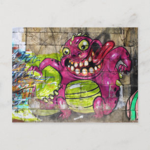 Rosa fettes Monster Postkarte