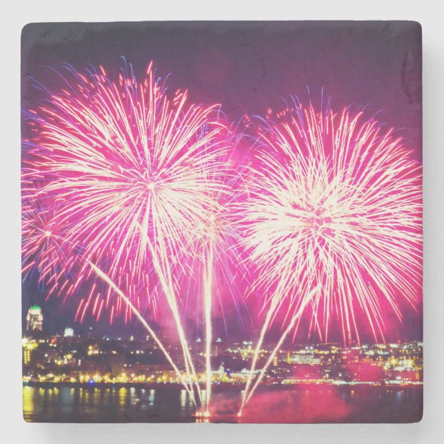 Rosa Feuerwerke Steinuntersetzer (Vorderseite)