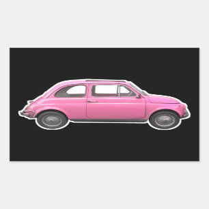 Rosa Fiat 500 Cinquecento Vintage-Automobil aus de Rechteckiger Aufkleber
