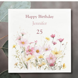 Rosa Field-Blume Personalisiert Serviette