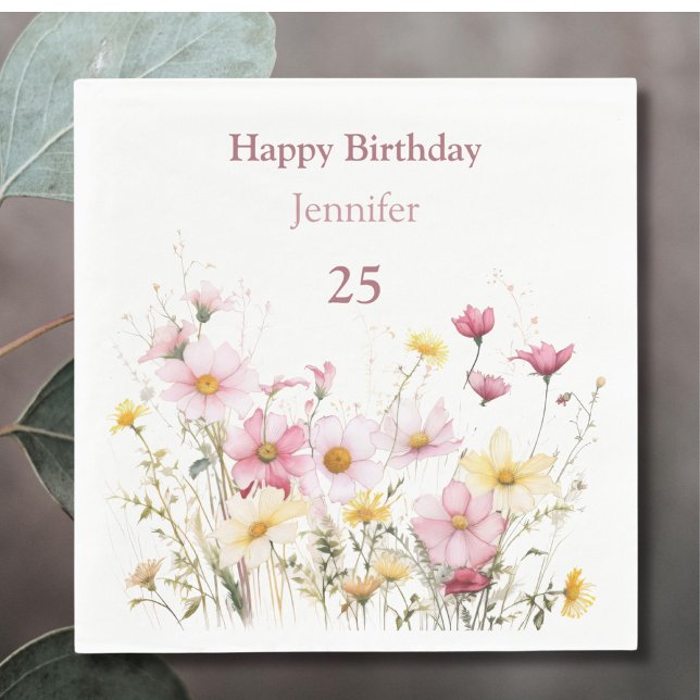 Rosa Field-Blume Personalisiert Serviette (Von Creator hochgeladen)