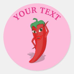 Rosa Fiesta Brautparty mit rotem, heißem Pfeffer D Runder Aufkleber