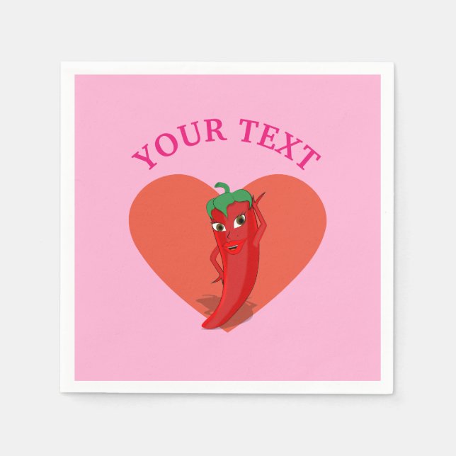 Rosa Fiesta Brautparty mit rotem, heißem Pfeffer D Serviette (Vorderseite)