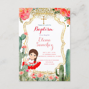 Rosa Fiesta Girl Taufe Christine Einladung