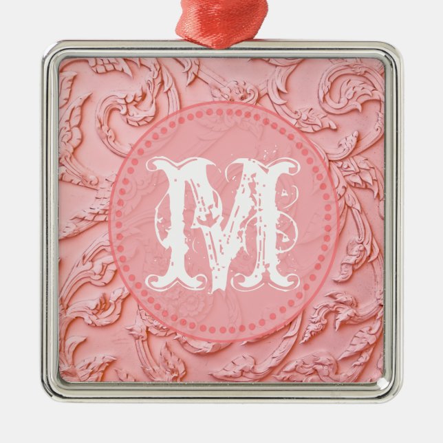Rosa Filigree Wood Carv Monogram, Initial Ornament (Vorne)