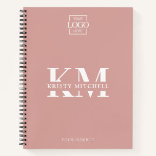 Rosa Firmenlogo Geschäft monogrammiert Notizbuch