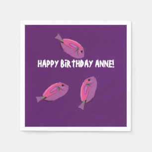 Rosa Fisch Individuelle Name Geburtstag Napkins Serviette