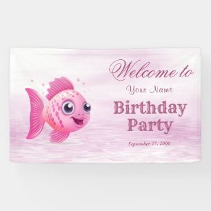 Rosa Fische Geburtstag Willkommen Banner