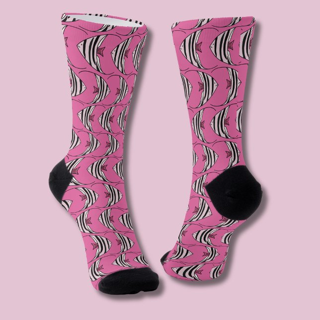 Rosa Fische Socken (Pink Angel Fish patterned socks)