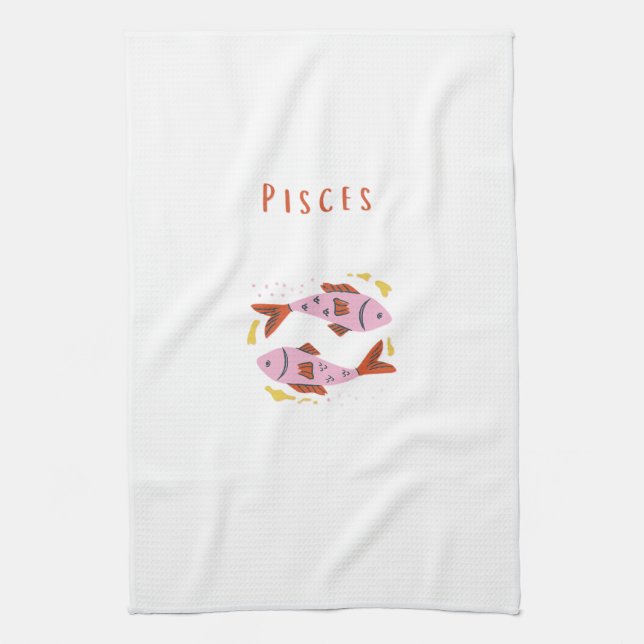 Rosa Fische, Sternzeichen, Sternzeichen-Druck Geschirrtuch (Vertikal)