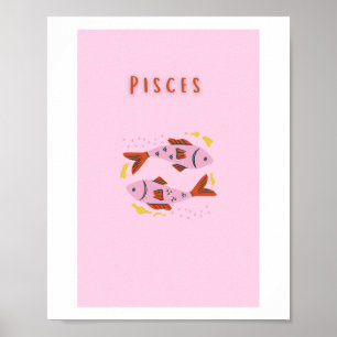 Rosa Fische, Sternzeichen, Sternzeichen Druck Poster