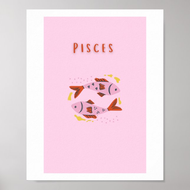 Rosa Fische, Sternzeichen, Sternzeichen Druck Poster (Vorne)