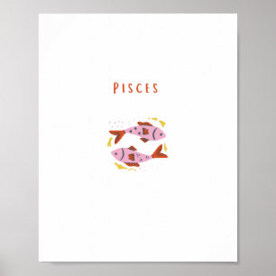 Rosa Fische, Tierkreiszeichen, Sternzeichen Druck Poster