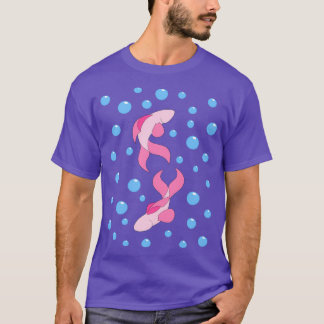 Rosa Fische und Blasen T-Shirt