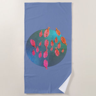 Rosa Fish Art Beach Handtuch