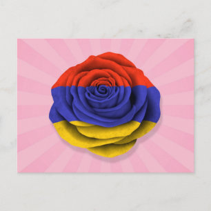 Rosa Flagge der armenischen Rose Postkarte