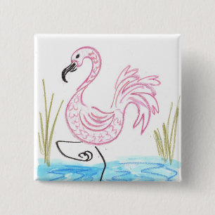 Rosa Flamingo #13 Button