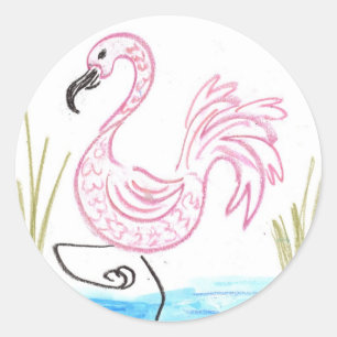Rosa Flamingo #13 Runder Aufkleber